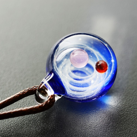 Creative Glass Pendant Necklace with Nebula Elements