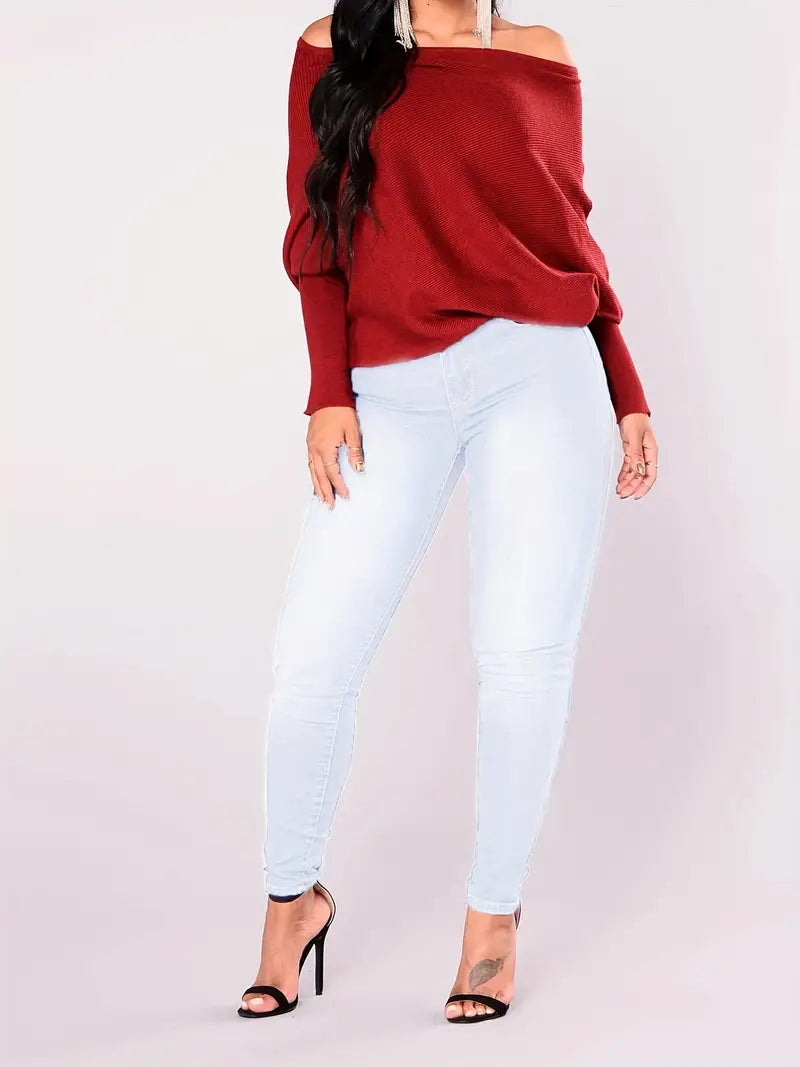 High-Rise Stretchy Blue Jeans for Everyday Comfort