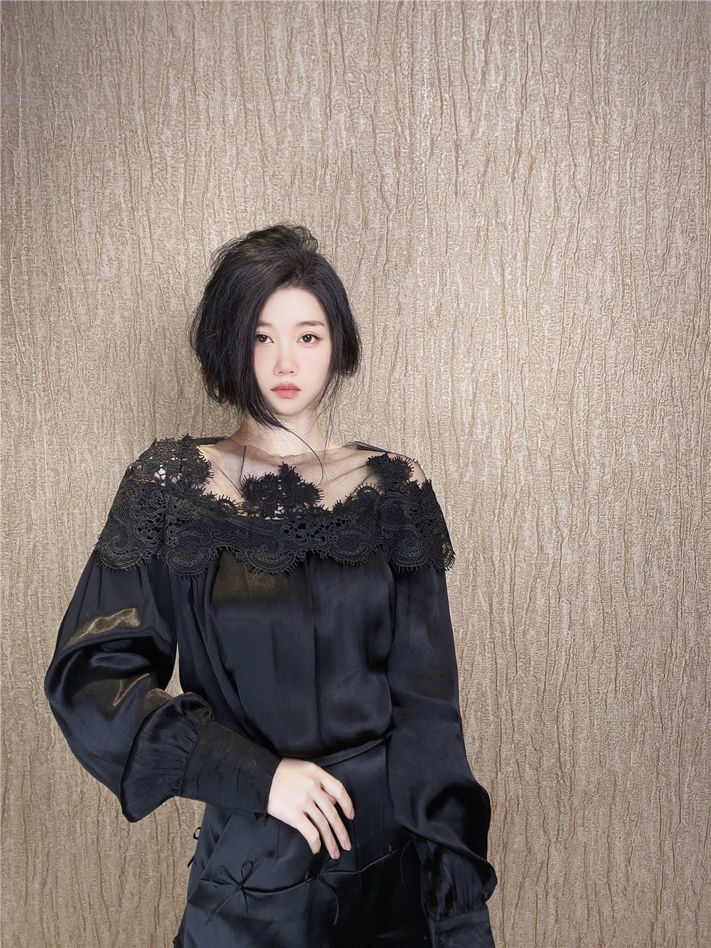 2023 Off-Shoulder Satin Silk Mesh Blouse for Women