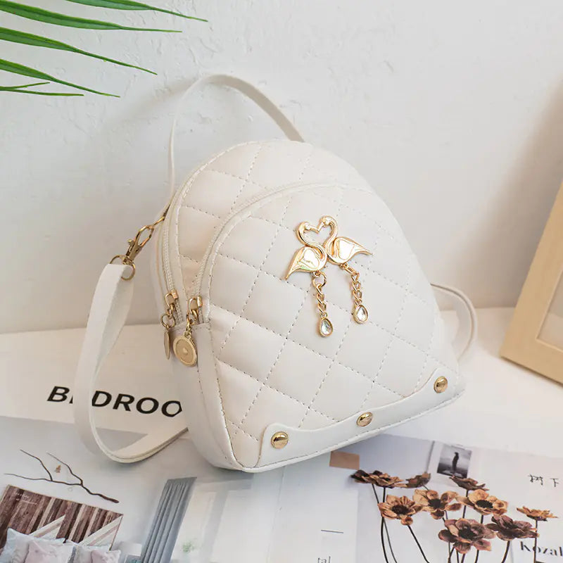 Embroidered PU Leather Small Backpack for Women