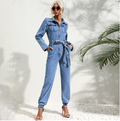 WOLFF Women's Jeans Overall with Belt and Neckholder (One Piece)