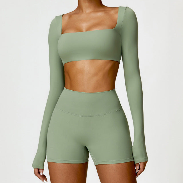 Women's 2PCS Yoga Tracksuit with Leggings and Crop Top