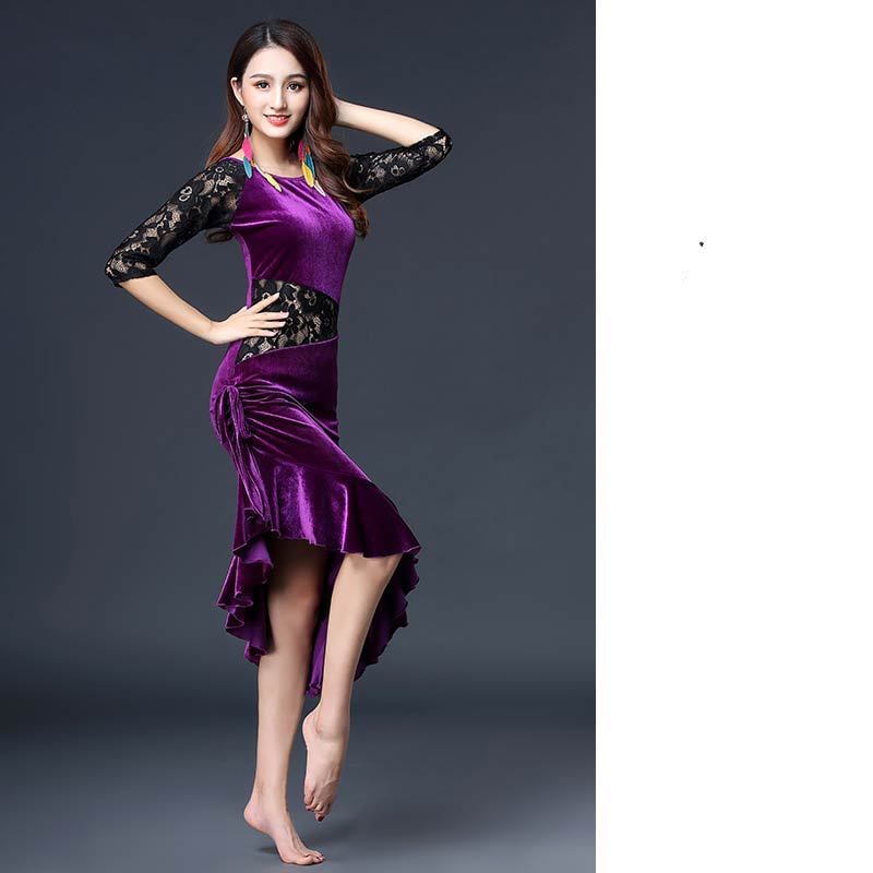 Golden Velvet Latin Dance Performance Practice Outfit