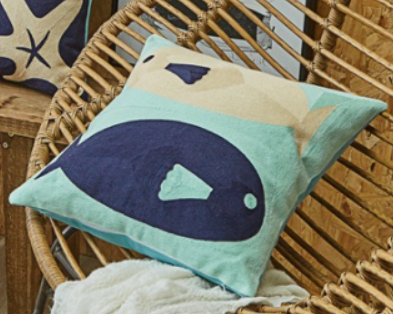 Embroidered Coastal Cushion Cover (One)