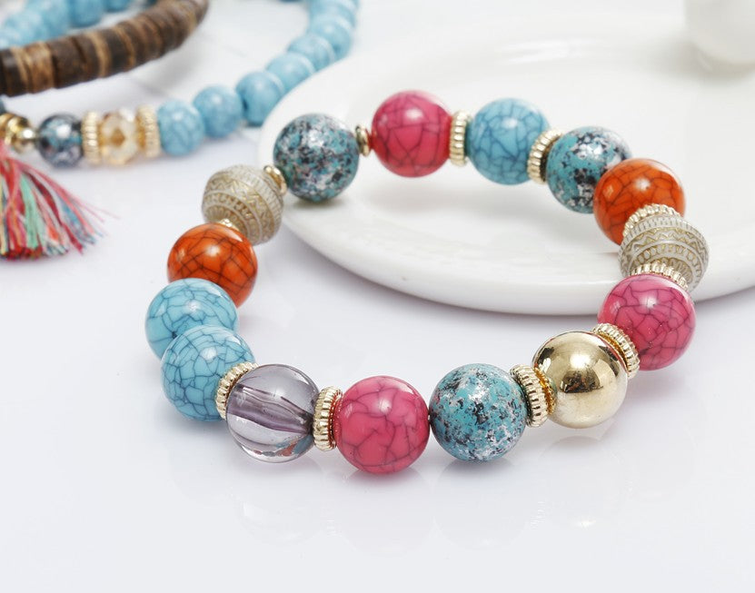 Stylish Elephant Charm Beaded Bracelet with Tassels