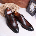 Lace-Up Shoes with Top Layer Cowhide and Rubber Sole