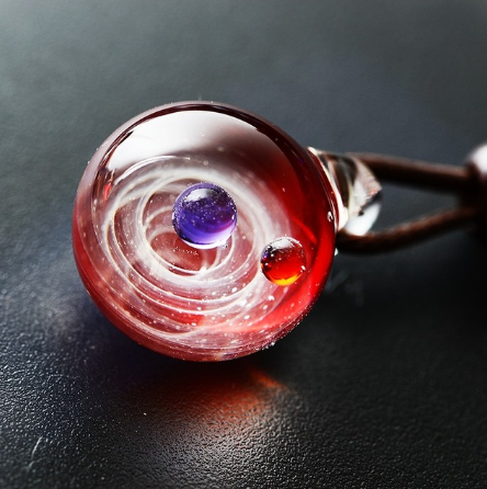 Creative Glass Pendant Necklace with Nebula Elements