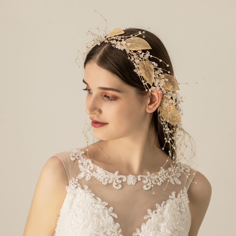 Bridal Headband with Crystal Leaf Design (Wholesale)