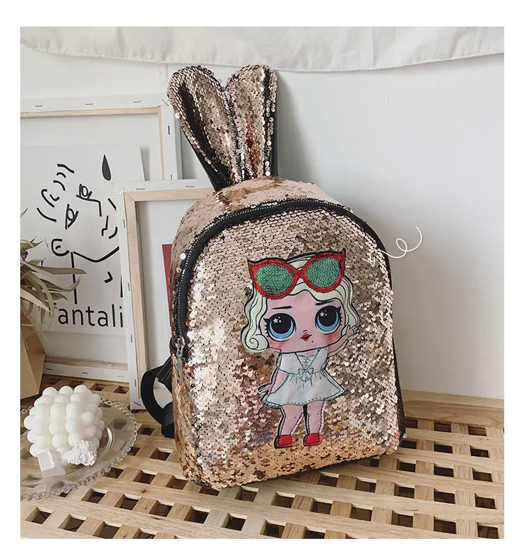 Fashionable Princess Sequin Backpack for Girls