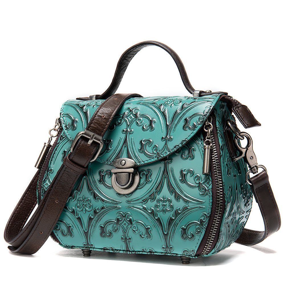 Vintage Embossed Leather Women's Shoulder Bag