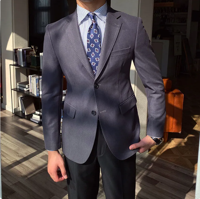 Men's Casual Business Double Breasted Suit Jacket