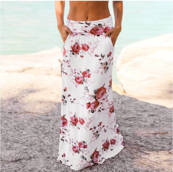 Elegant Floral High Waist Long Skirt for Fashionistas