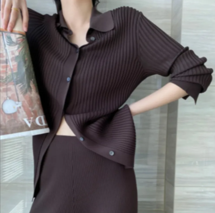 Knitted Long Collar Outfit