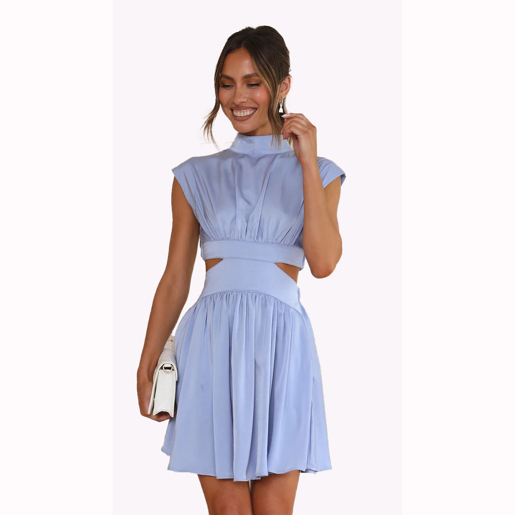 Summer Sweet Solid Color Waist-Cinched Dress 23007