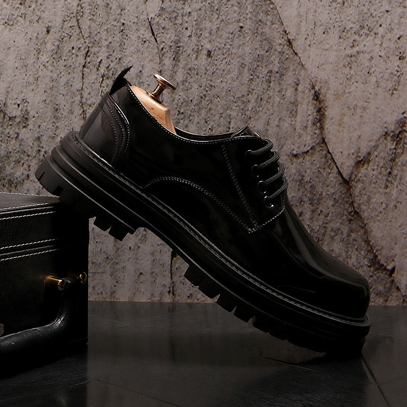 Shiny Leather Business Dress Shoes for Fall