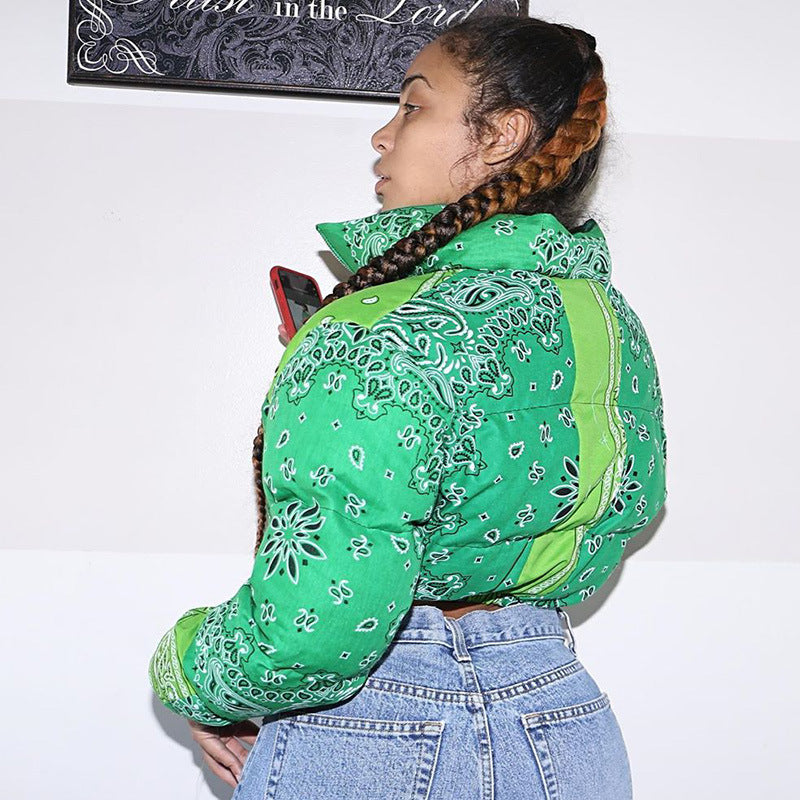 New Autumn Winter Women's Printed Zipper Jacket