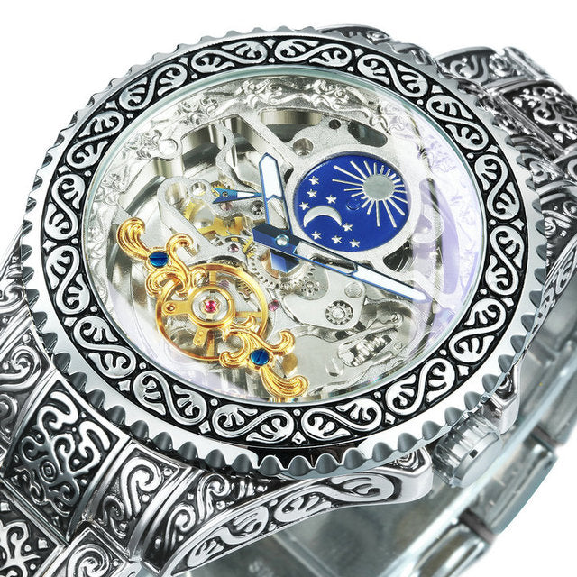 Vintage Hollow Carved Automatic Mechanical Watch