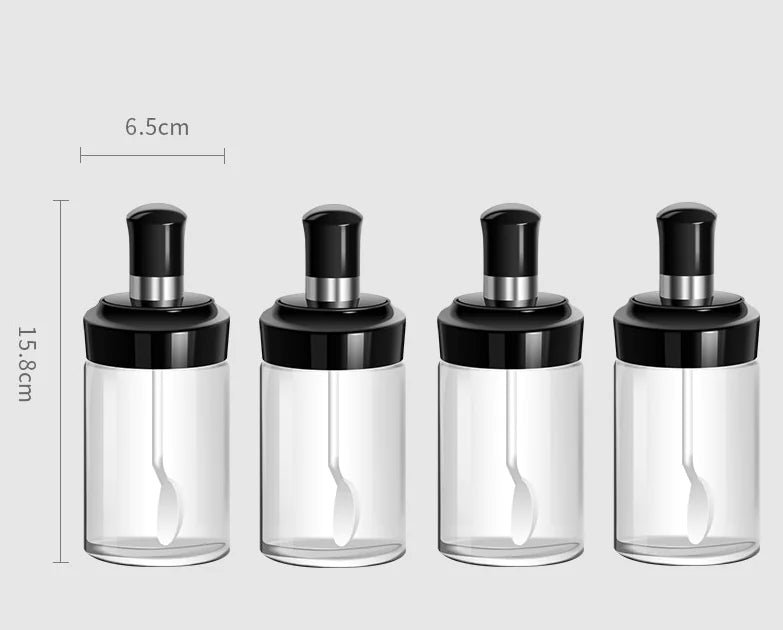 Glass Spice Jar Set with Airtight Seal for Kitchen