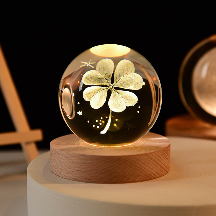 LED Galaxy Crystal Ball Night Light – 3D Planet & Moon Table Lamp for Bedroom, Kids, and Gifts
