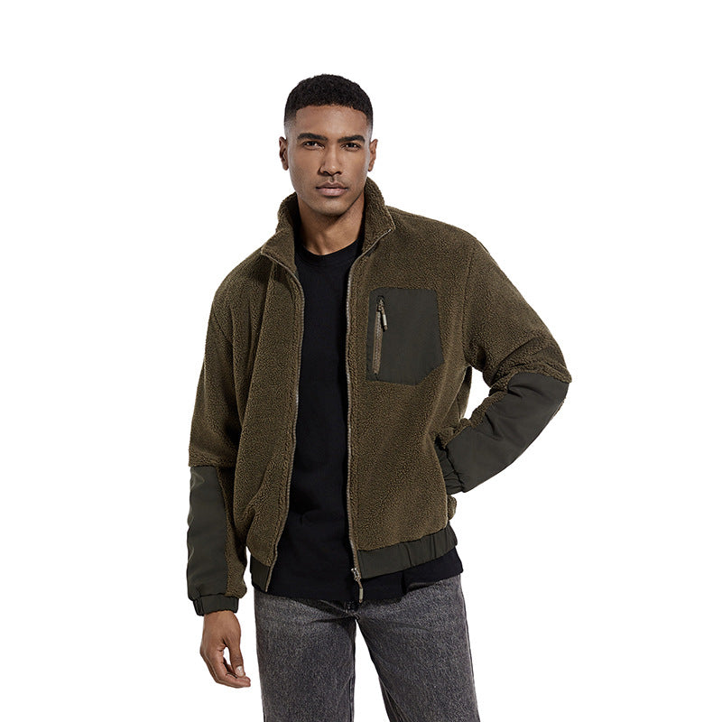 Men's Fleece Jacket with Stand Collar - Autumn/Winter Fashion
