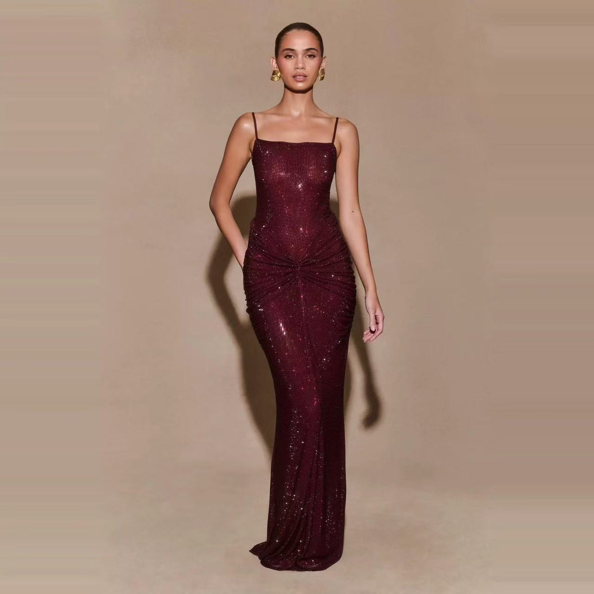 French Strap Rhinestone Temperament Dress