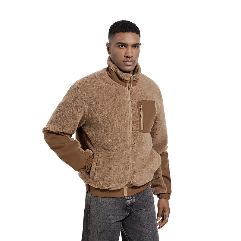 Men's Fleece Jacket with Stand Collar - Autumn/Winter Fashion