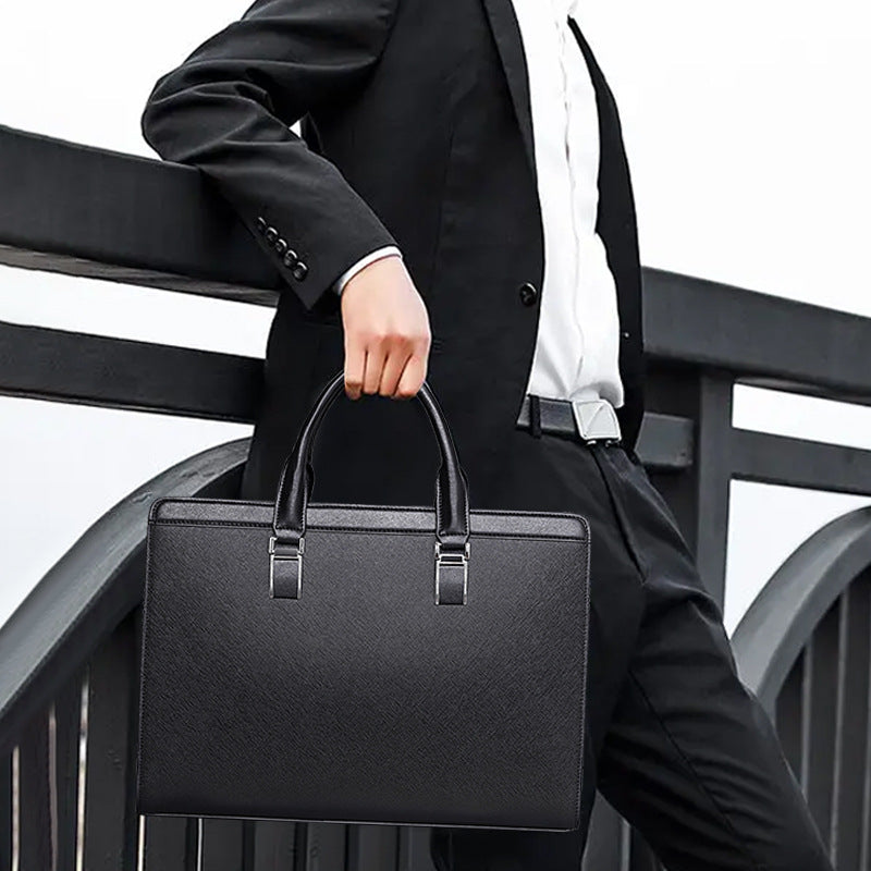 Genuine Leather Men's Briefcase for 14-inch Laptop