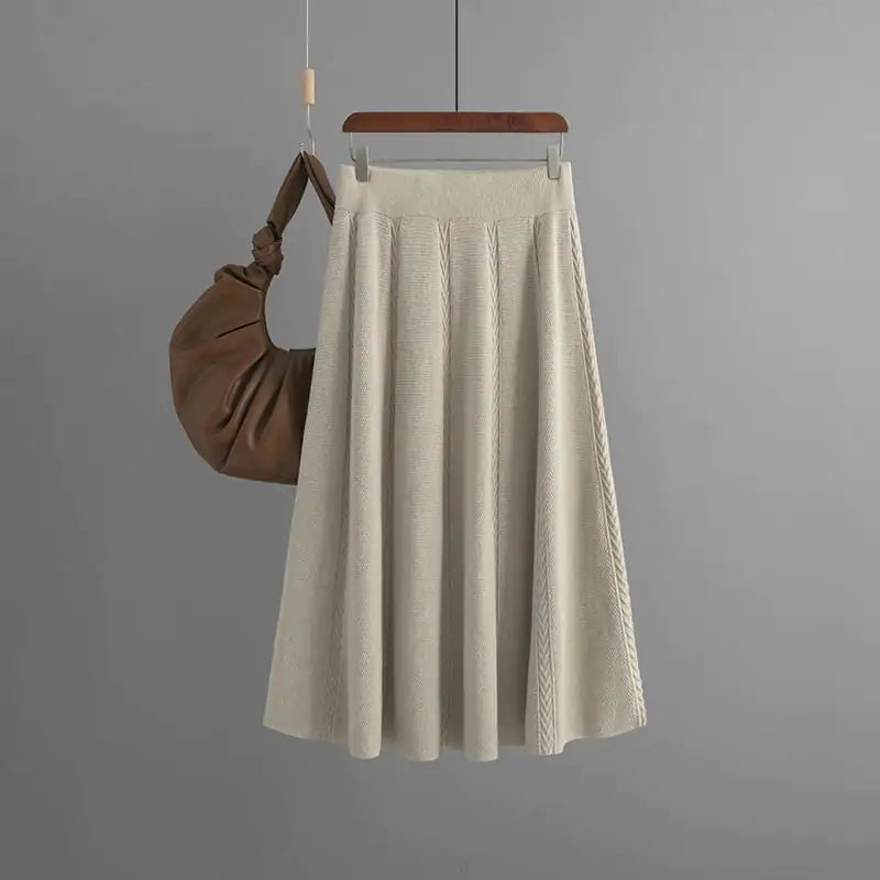 Mid-Length Knitting Skirt for Autumn and Winter