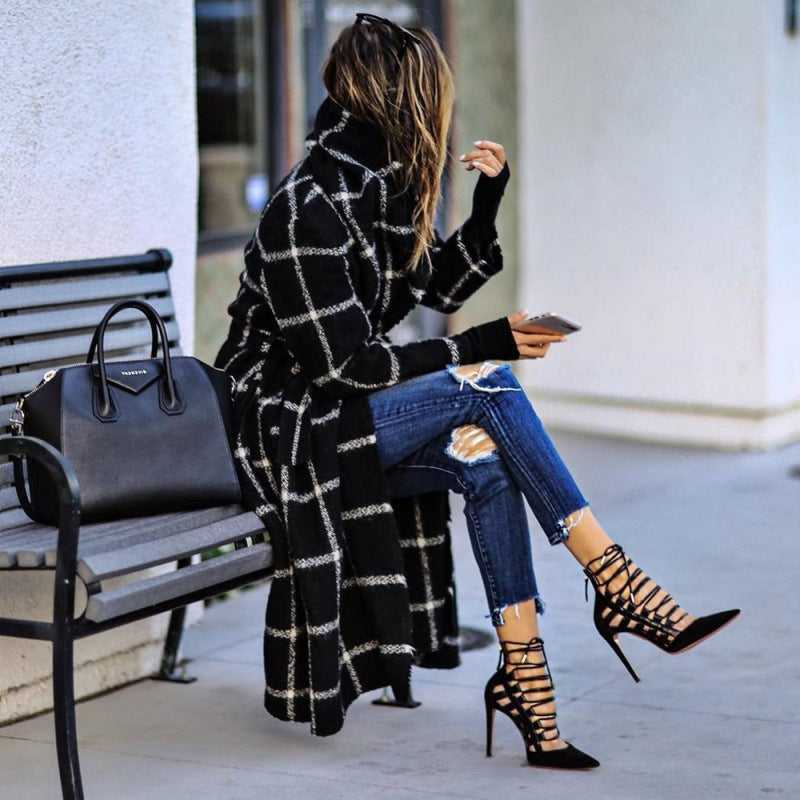 Contrast Color Coat Jacket with Turn Over Collar