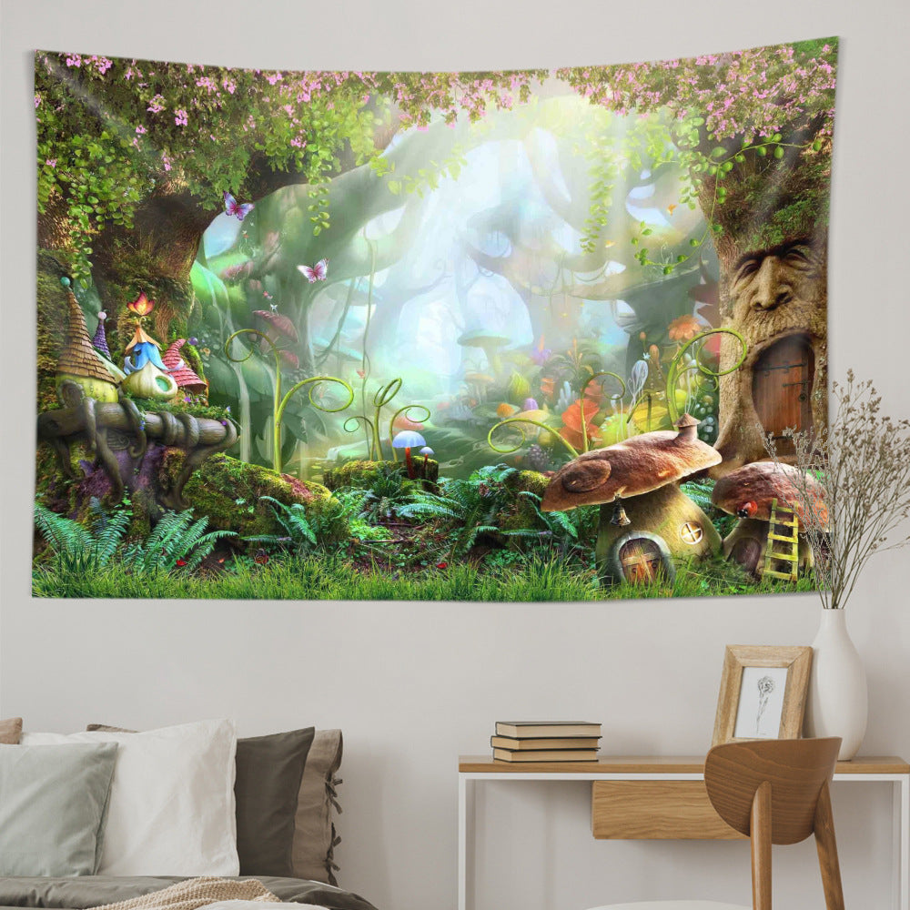New American Bohemian Dreamy Psychedelic Mushroom Tapestry