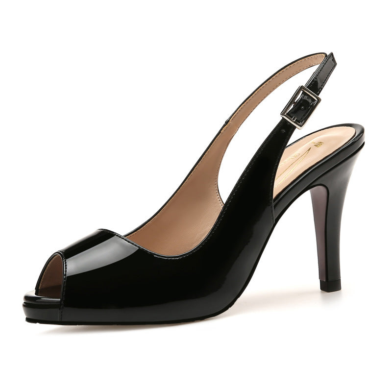 Nude High Heel Sandals with Peep Toe and Platform