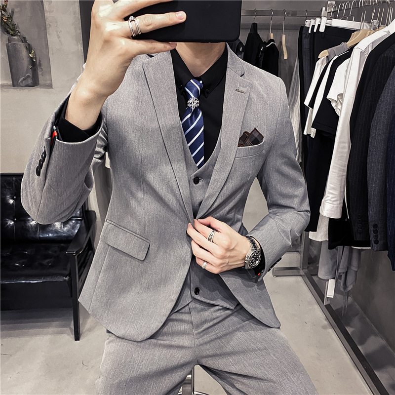 Slim Fit One-Button Business Three-Piece Suit