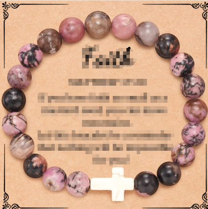 Turquoise Bracelet with Small Cross and Ruby Horse