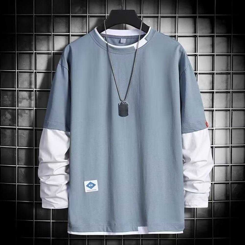 Men's Long Sleeve Two-Piece Pullover with Contrast Color