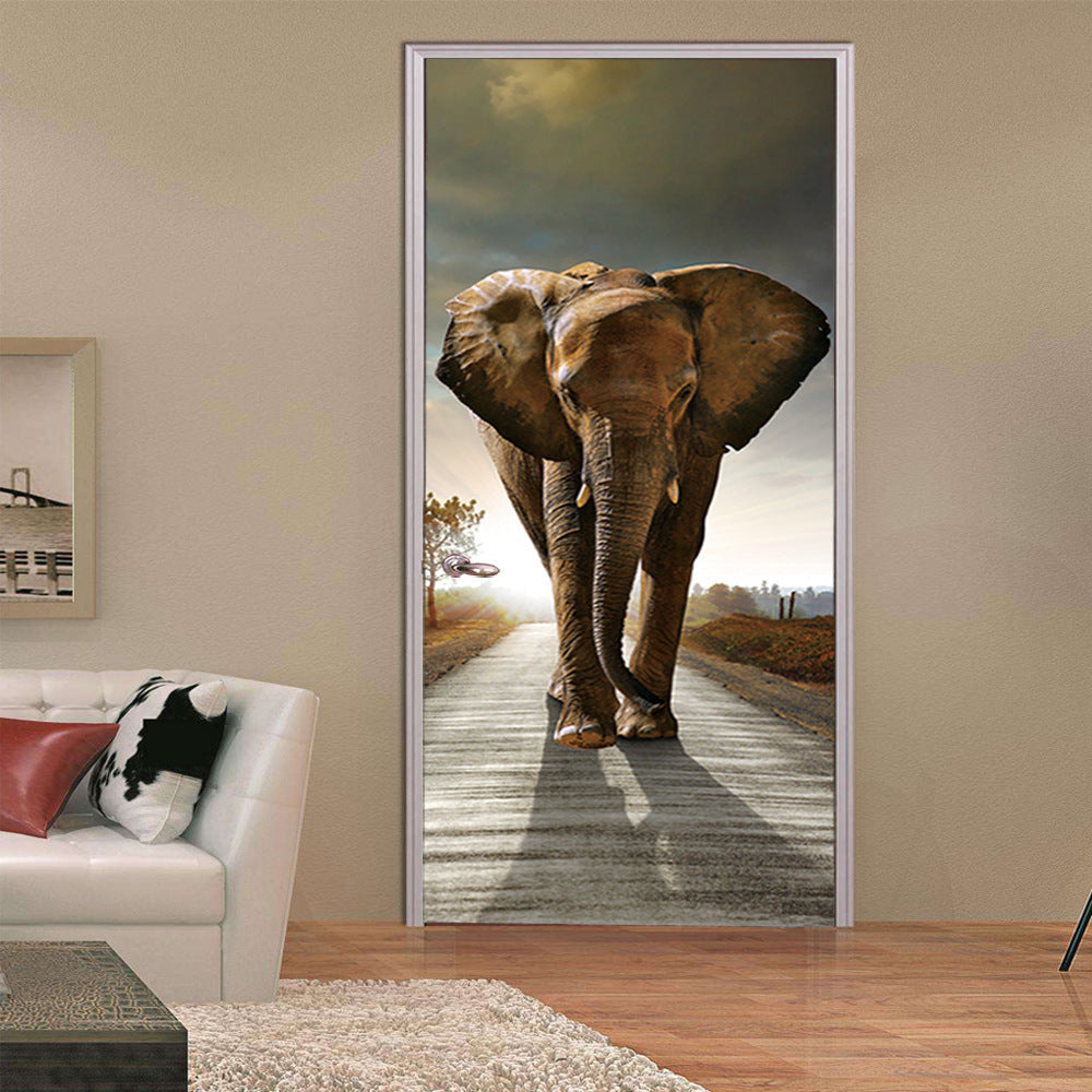 Waterproof 3D Elephant Door Sticker