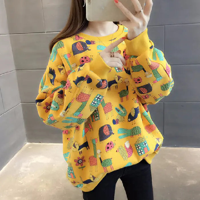 Korean Style Women's Loose Long Sleeve Sweatshirt