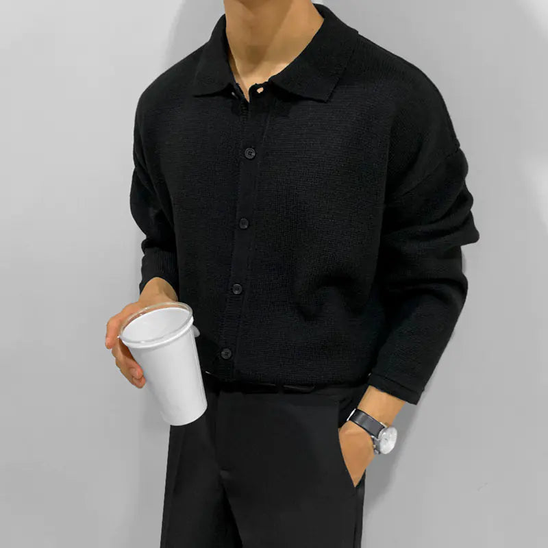 MYQ Men's Fall Knit Cardigan - Loose Polo Sweater