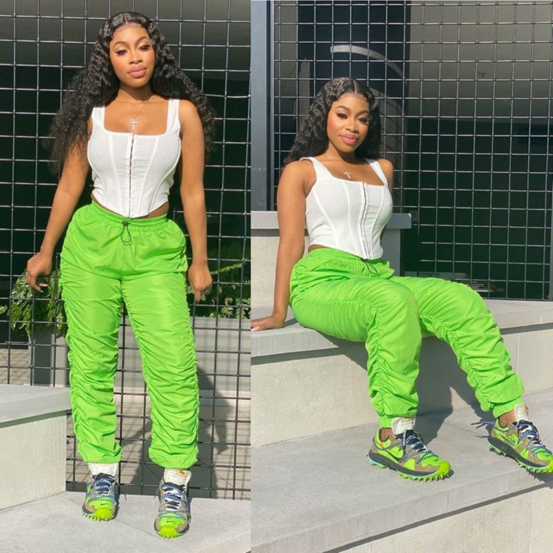 Plus Size High Waist Ruched Cargo Pants for Women