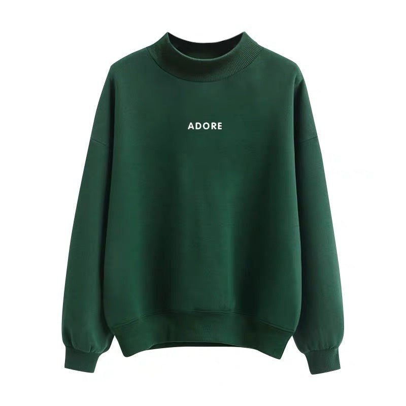 Women's Green Fleece Hoodie with Letter Print (2020)