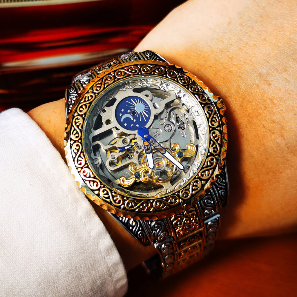 Vintage Hollow Carved Automatic Mechanical Watch