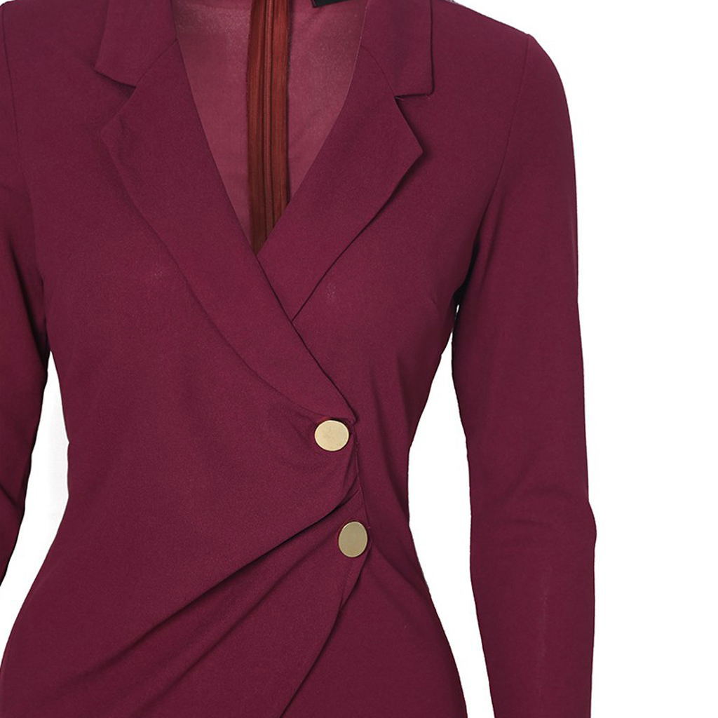 Buttoned Long Sleeve Bodycon Dress for Work (In Stock)