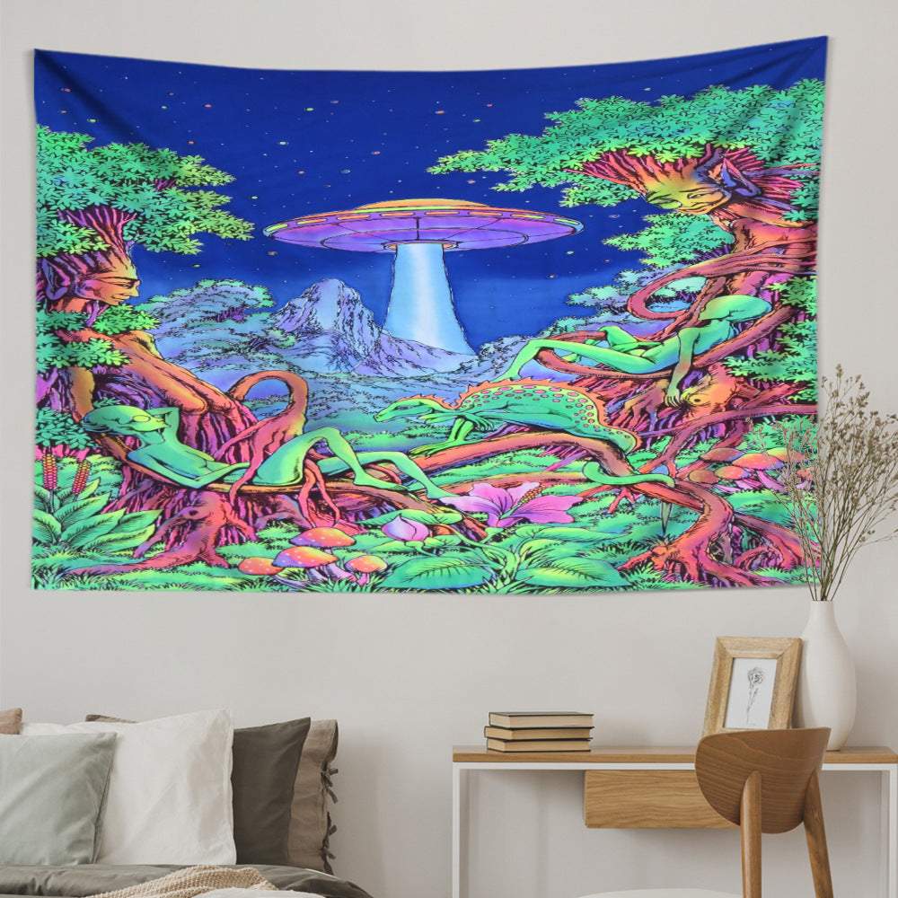 New American Bohemian Dreamy Psychedelic Mushroom Tapestry