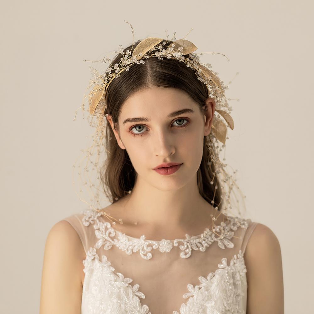 Bridal Headband with Crystal Leaf Design (Wholesale)