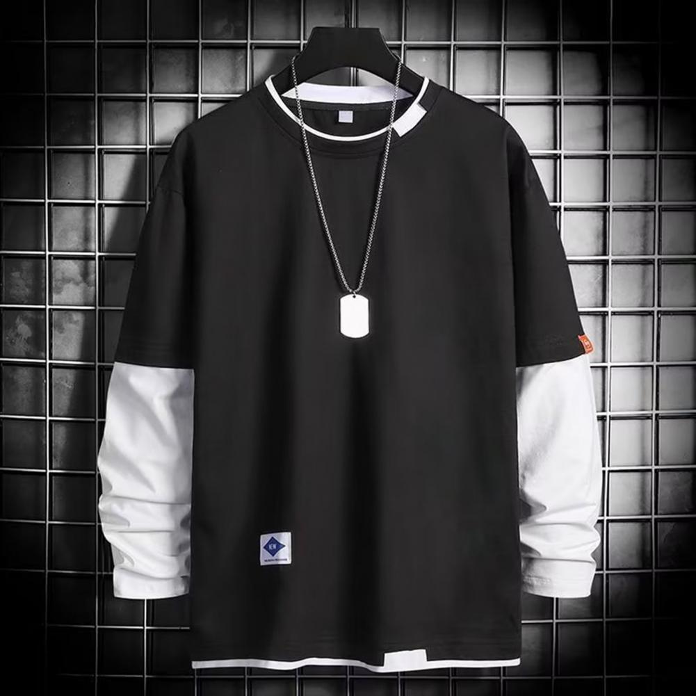 Men's Long Sleeve Two-Piece Pullover with Contrast Color