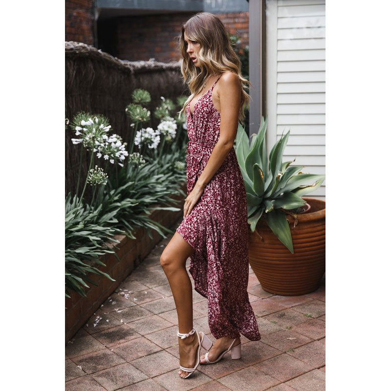 Floral Print Spaghetti Strap Maxi Dress