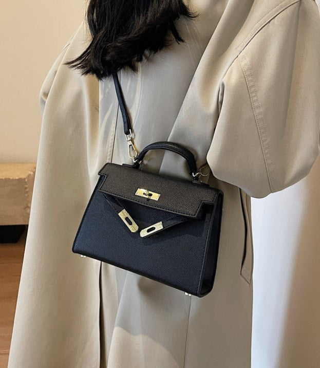 Trendy 2019 Color-Block Litchi Texture Handbag