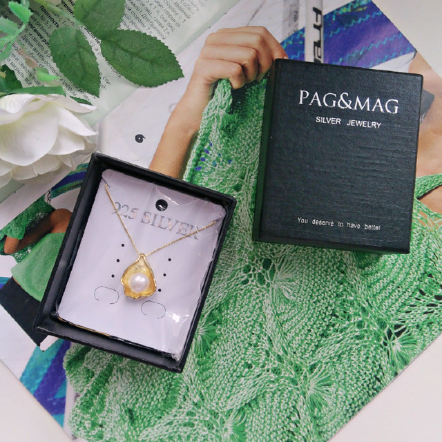 PAG&MAG S925 Silver Necklace with Shell Design & Pearl