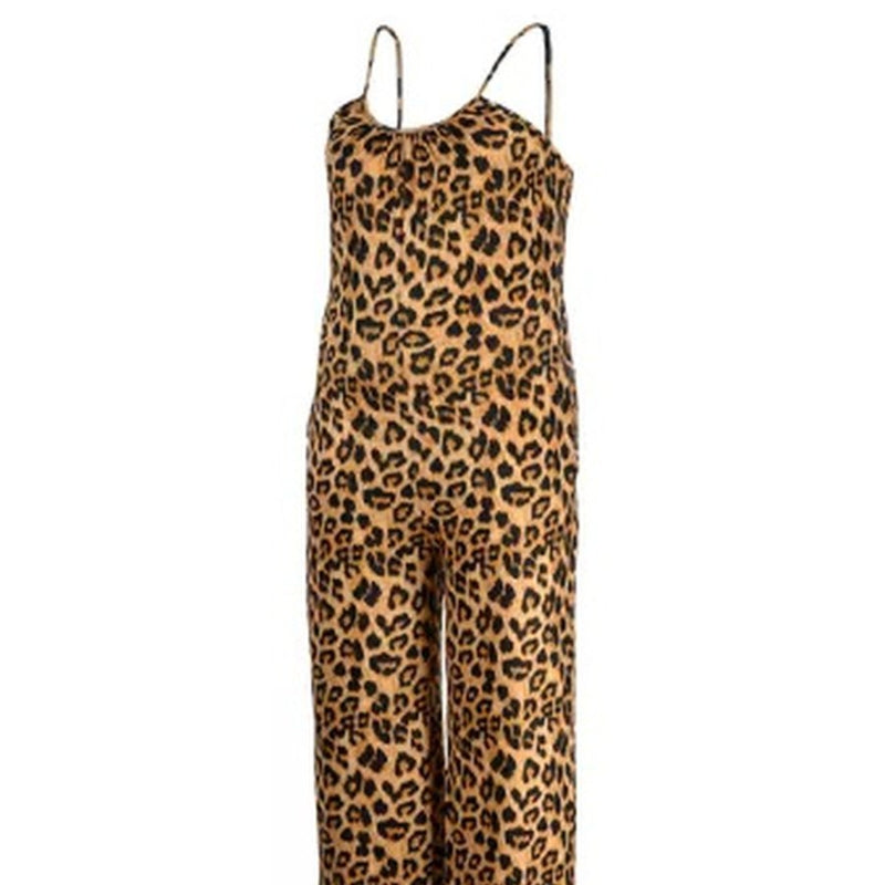 Plus Size Leopard Print Pocket Jumpsuit for Women