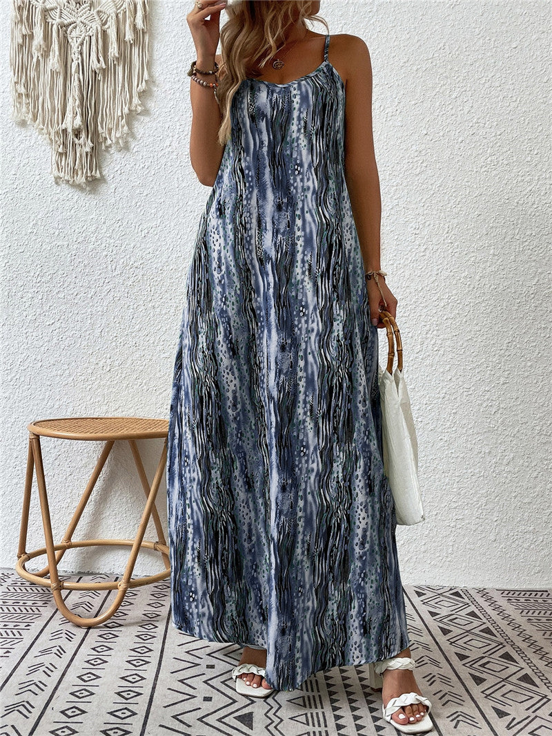 Trendy Printed Drawstring Dress for Women