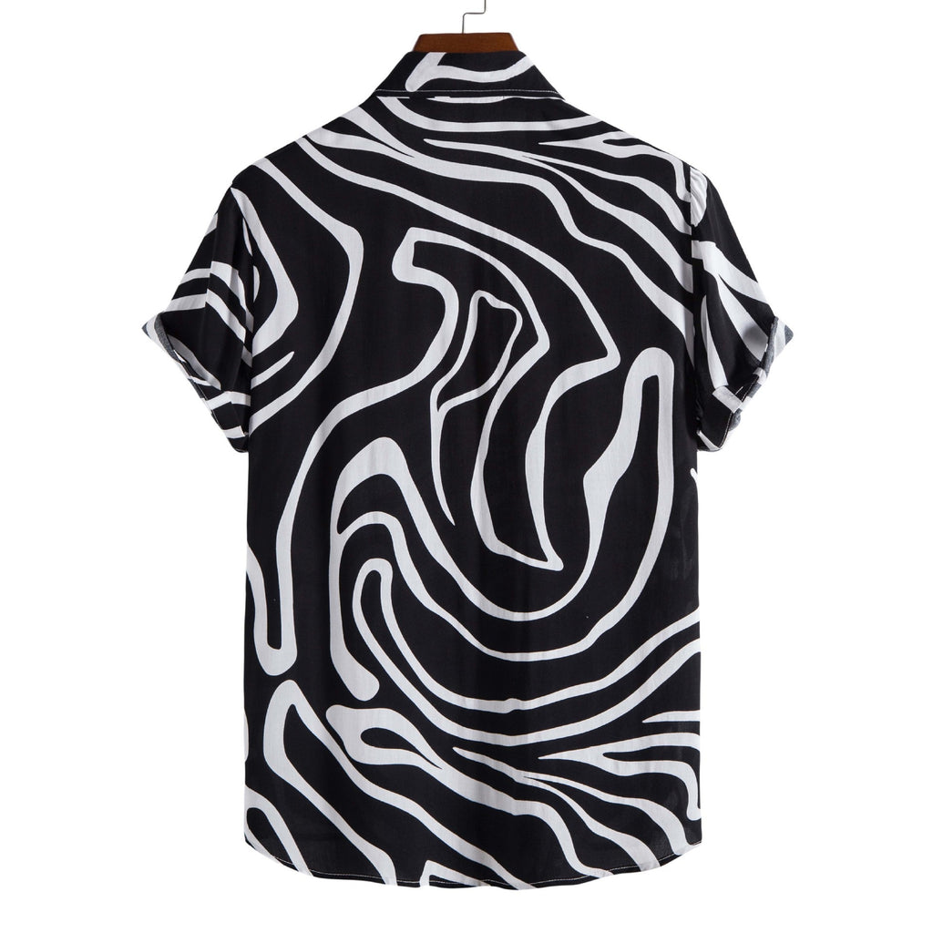 Men's Casual 3D Digital Print Short Sleeve Shirt